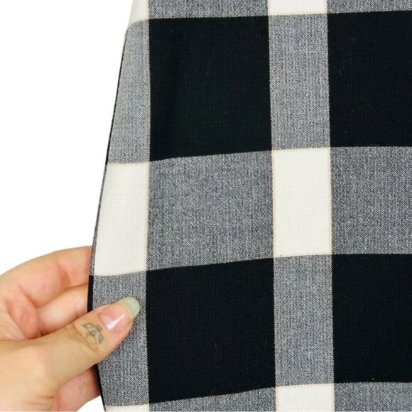 Ann Taylor Checkered Gingham Plaid Slit Stretchy High Rise Lined Pencil Skirt 8